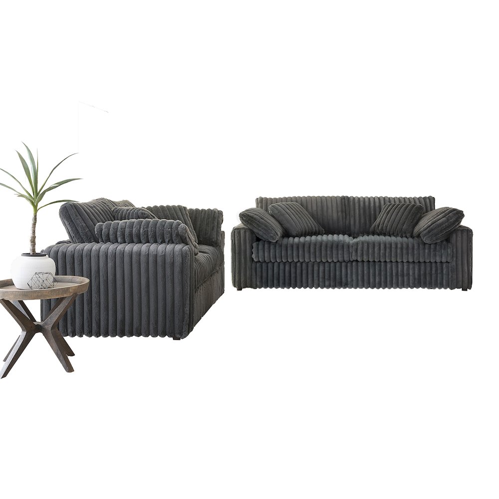 Belvoir 2-Piece Living Room Set, Sofa and Loveseat, Charcoal. Picture 1