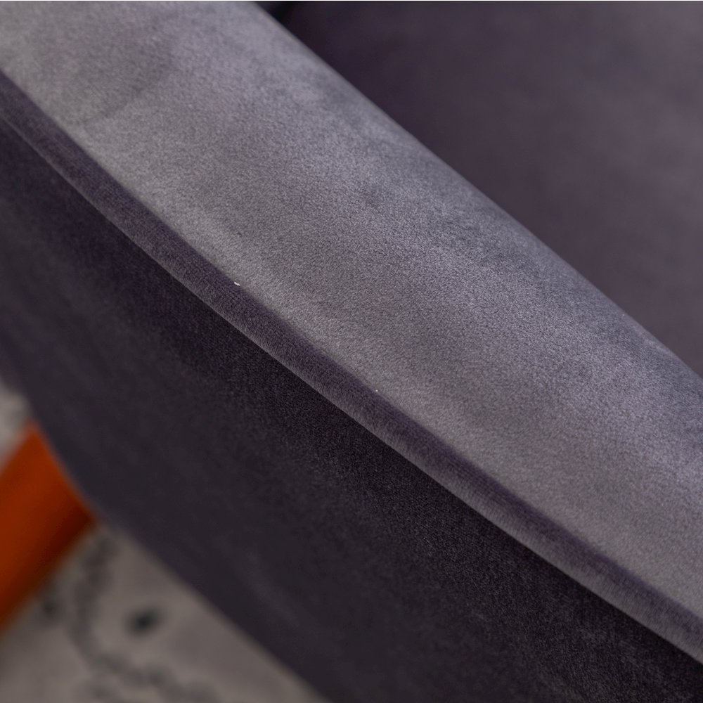 Leiria Contemporary Silky Velvet Tufted Accent Chair with Ottoman, Gray. Picture 15