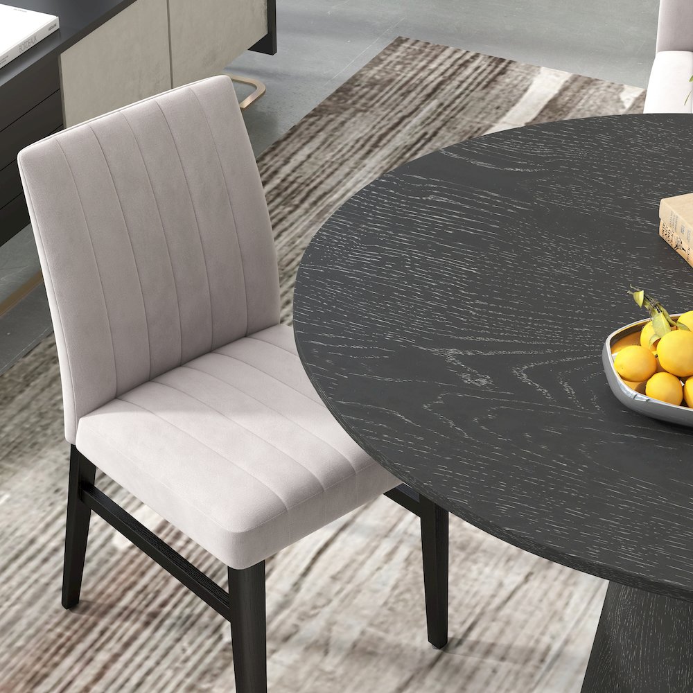 Butler 5-Piece Round Dining Set, Pedestal Dining Table with 4 Side Chairs, Tan. Picture 11