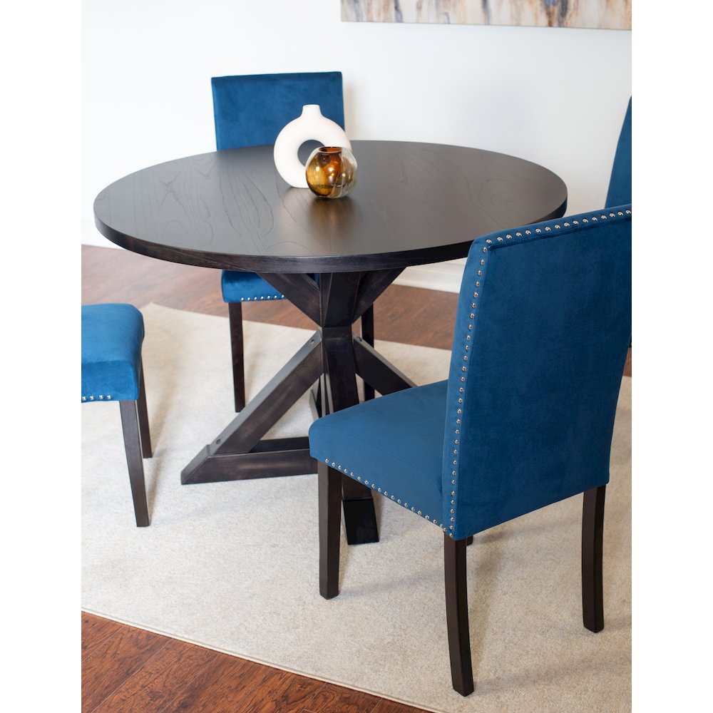 Enbridge 5-Pc Dining Set, Cross-Buck Dining Table with 4 Stylish Chairs, Blue. Picture 2