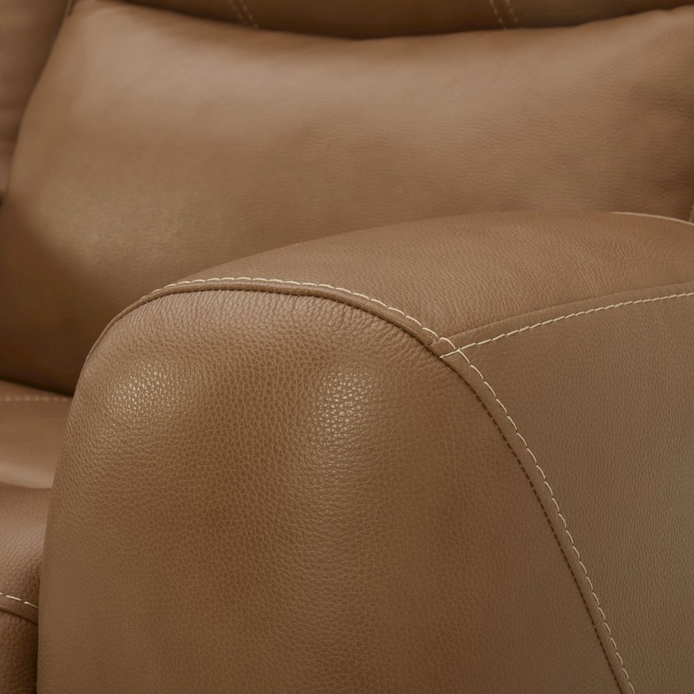 Cozura Leather Power Dual Reclining Sofa, Silverado Butternut. Picture 11
