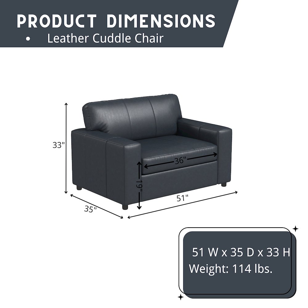 Sakan Leather Upholstered Cutler Lounge Chair, Blue. Picture 6