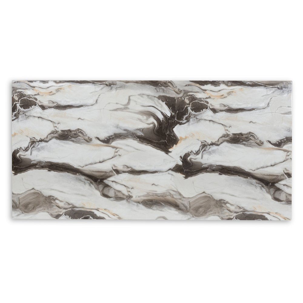 Cavira Modern Faux Marble Dining Table with Double Pedestal Base. Picture 4