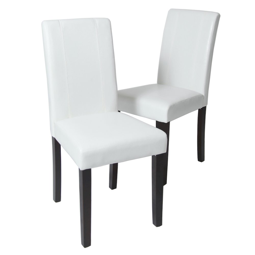 Urban Style Solid Wood Leatherette Padded Parson Chair, White, Set of 2. Picture 8