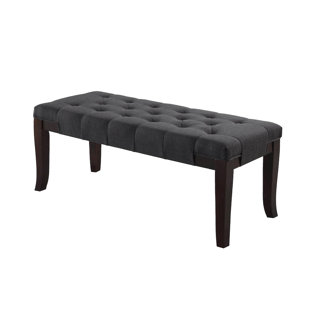 Linon Gray Fabric Tufted Ottoman Bench. Picture 1