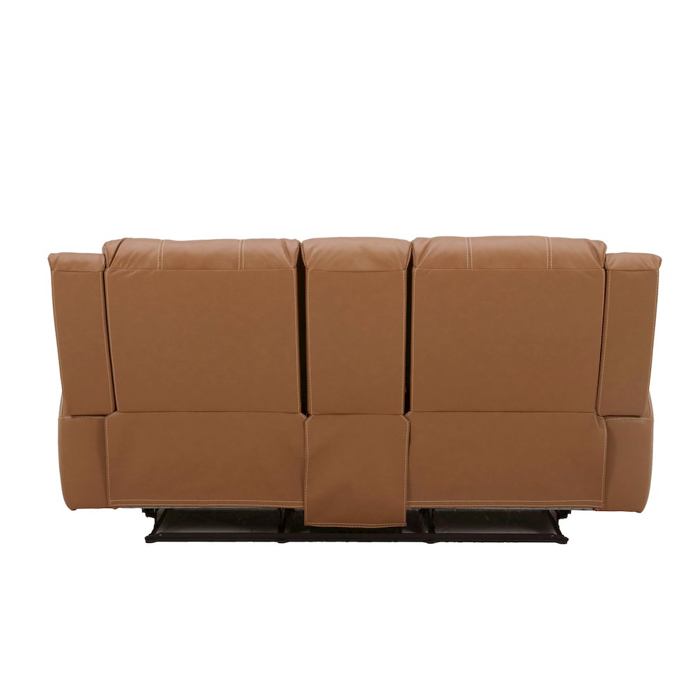 Cozura Leather Power Dual Recling Loveseat with Console, Silverado Butternut. Picture 5