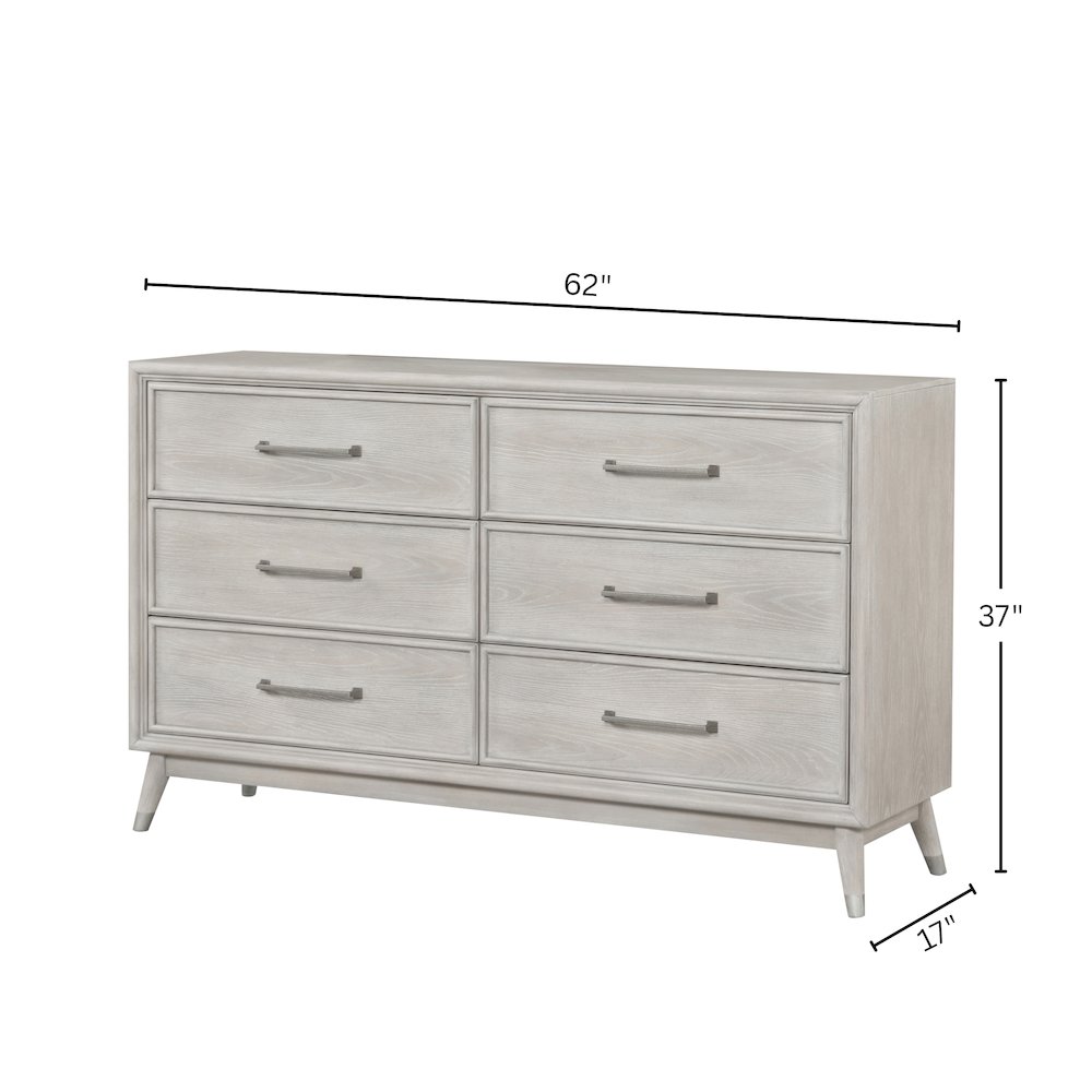 Seluna 6-Drawer Bedroom Dresser, Gray Oak Finish. Picture 10