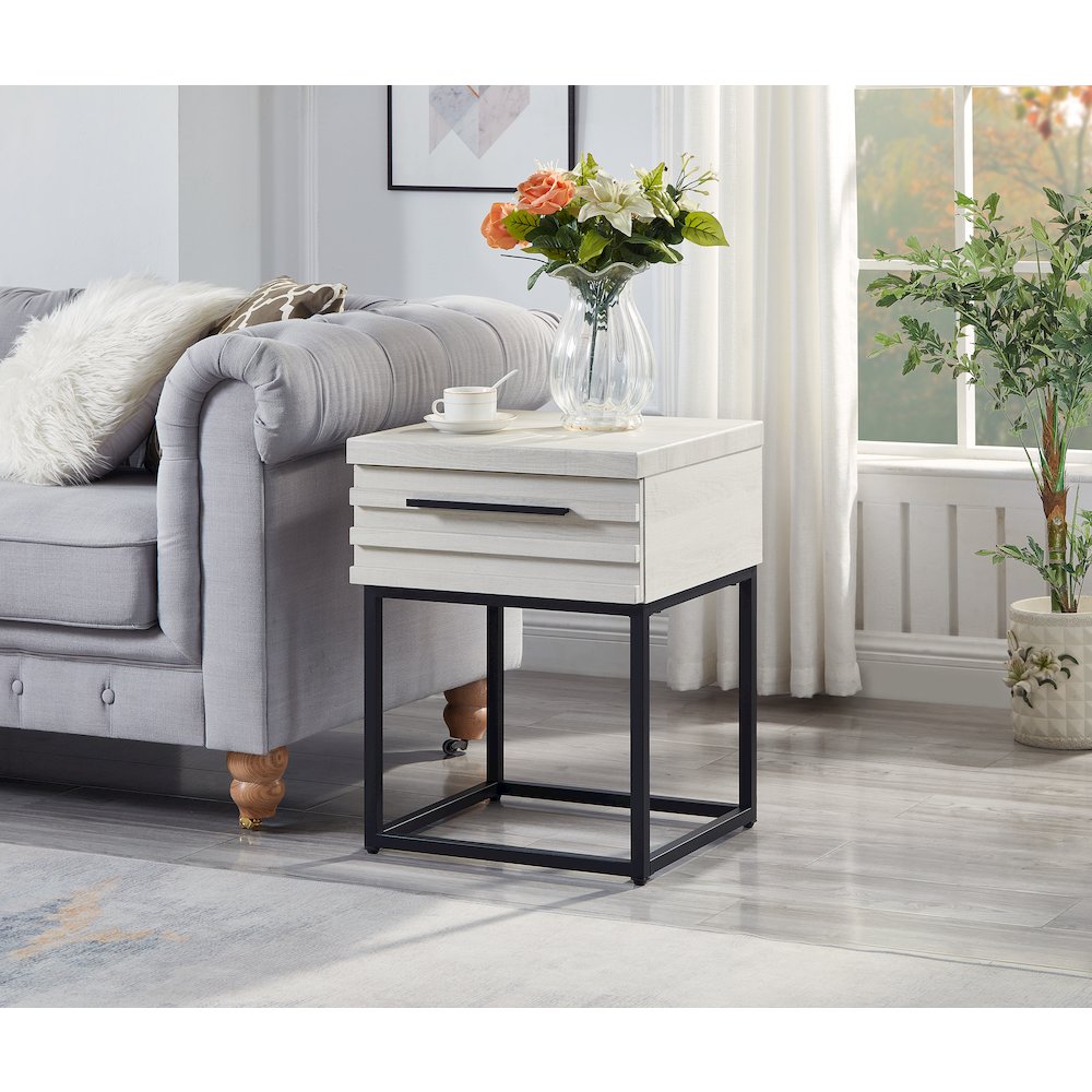 Celestial Contemporary Storage End table, White. Picture 3