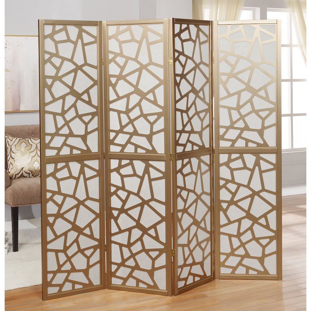 Giyano Gold 4 Panel Screen Room Divider. Picture 3