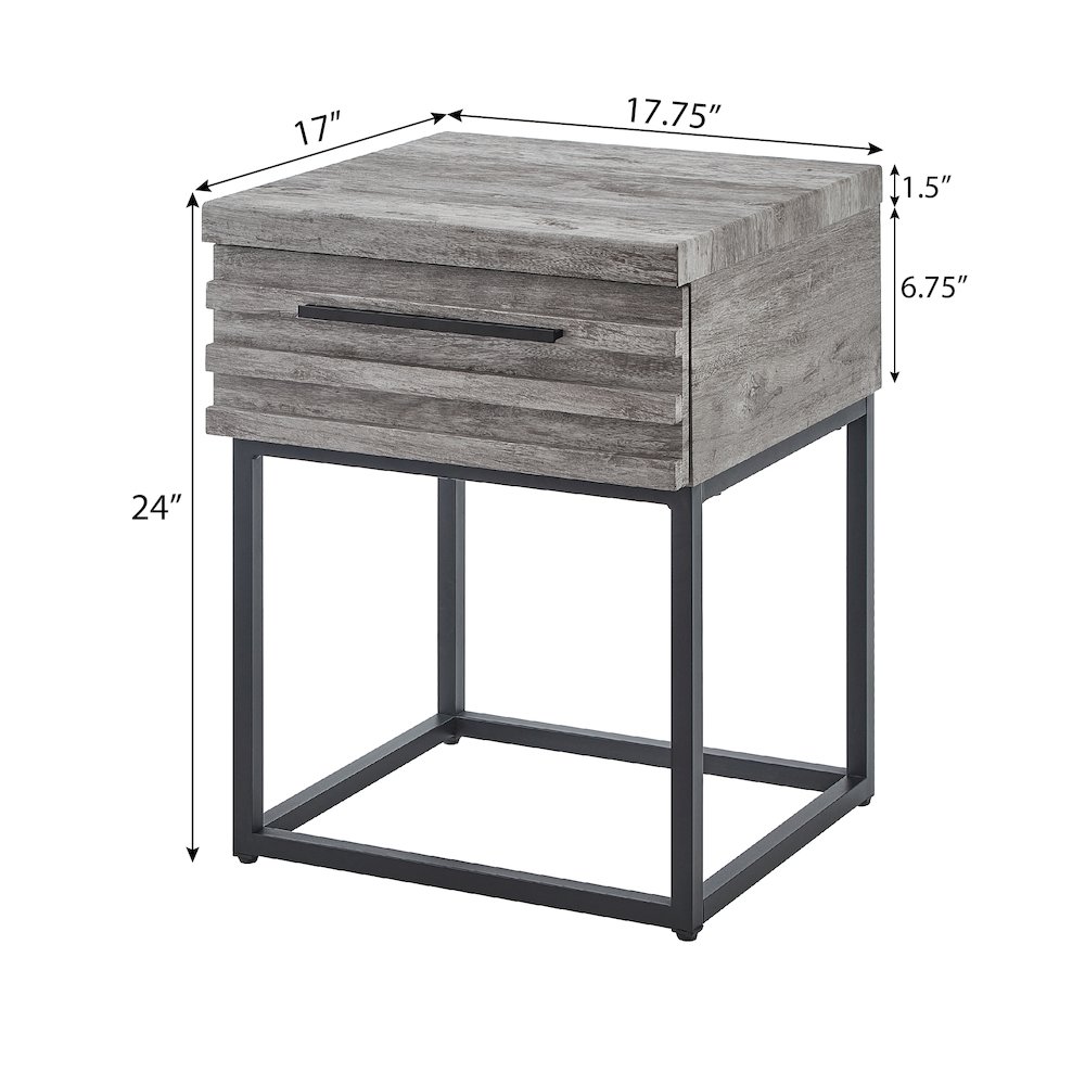 Celestial Contemporary Storage End table, Gray. Picture 10