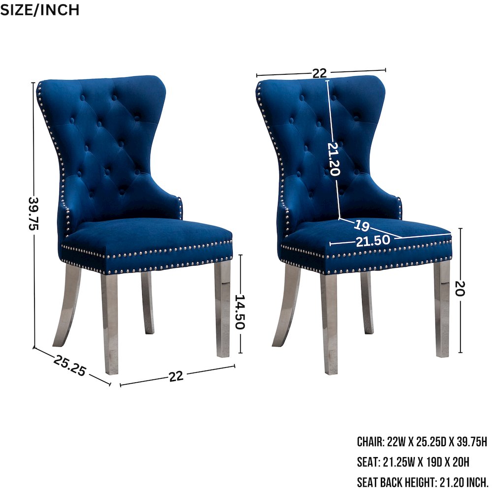 Vogel 5-Piece Round Dining Set, Pedestal Dining Table with 4 Chairs, Blue. Picture 15