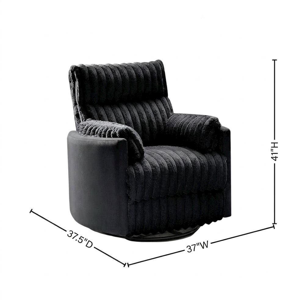 Wide-Wale Corduroy Manual Recliner Chair with Overstuffed Seat for Adults, White. Picture 5