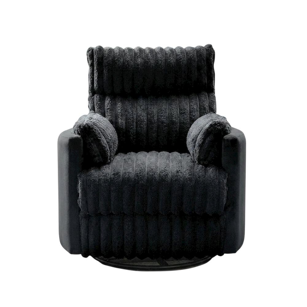 Wide-Wale Corduroy Manual Recliner Chair with Overstuffed Seat for Adults, White. Picture 1