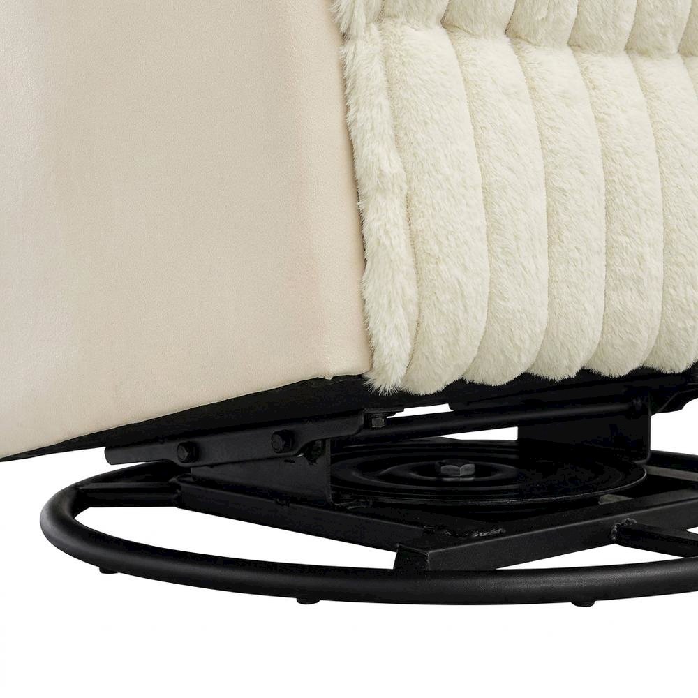Corduroy Manual Recliner Chair with Wide Wale Texture for Living Room, White. Picture 7