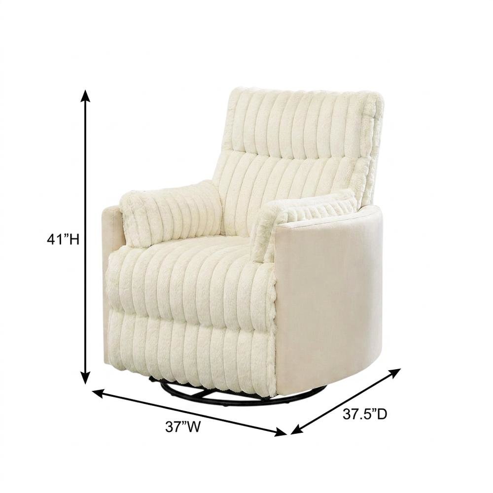 Corduroy Manual Recliner Chair with Wide Wale Texture for Living Room, White. Picture 5