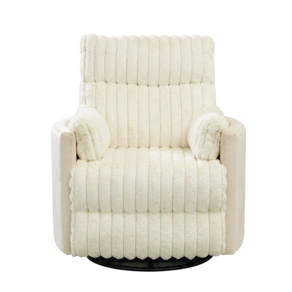 Corduroy Manual Recliner Chair with Wide Wale Texture for Living Room, White. Picture 1