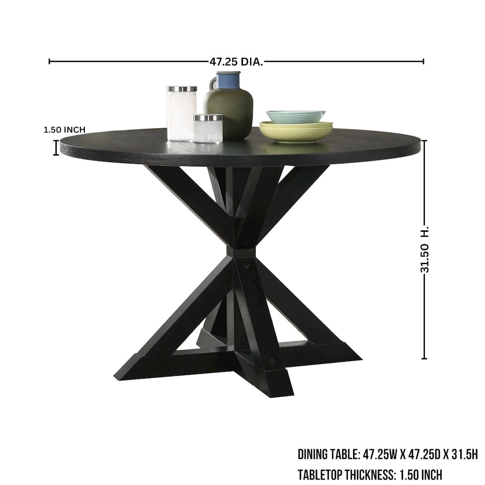 Walton 5-Piece Round Cross-Buck Table with 4 Side Chairs. Picture 14