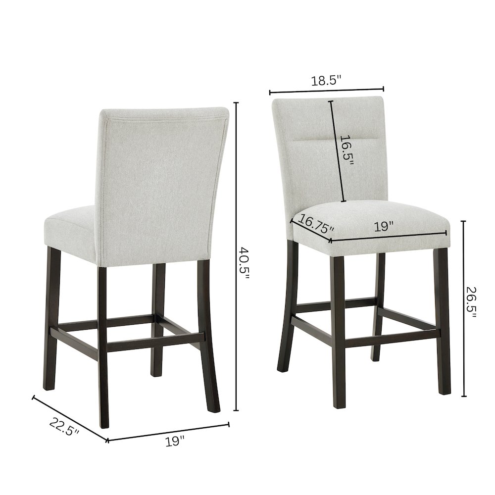 Cavira Modern Upholstered Counter Height Stools, Set of 2, Gray. Picture 6