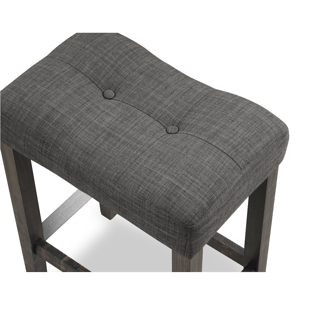 Sora Button Tufted Counter Height Saddle Stool, Set of 2, Gray. Picture 3