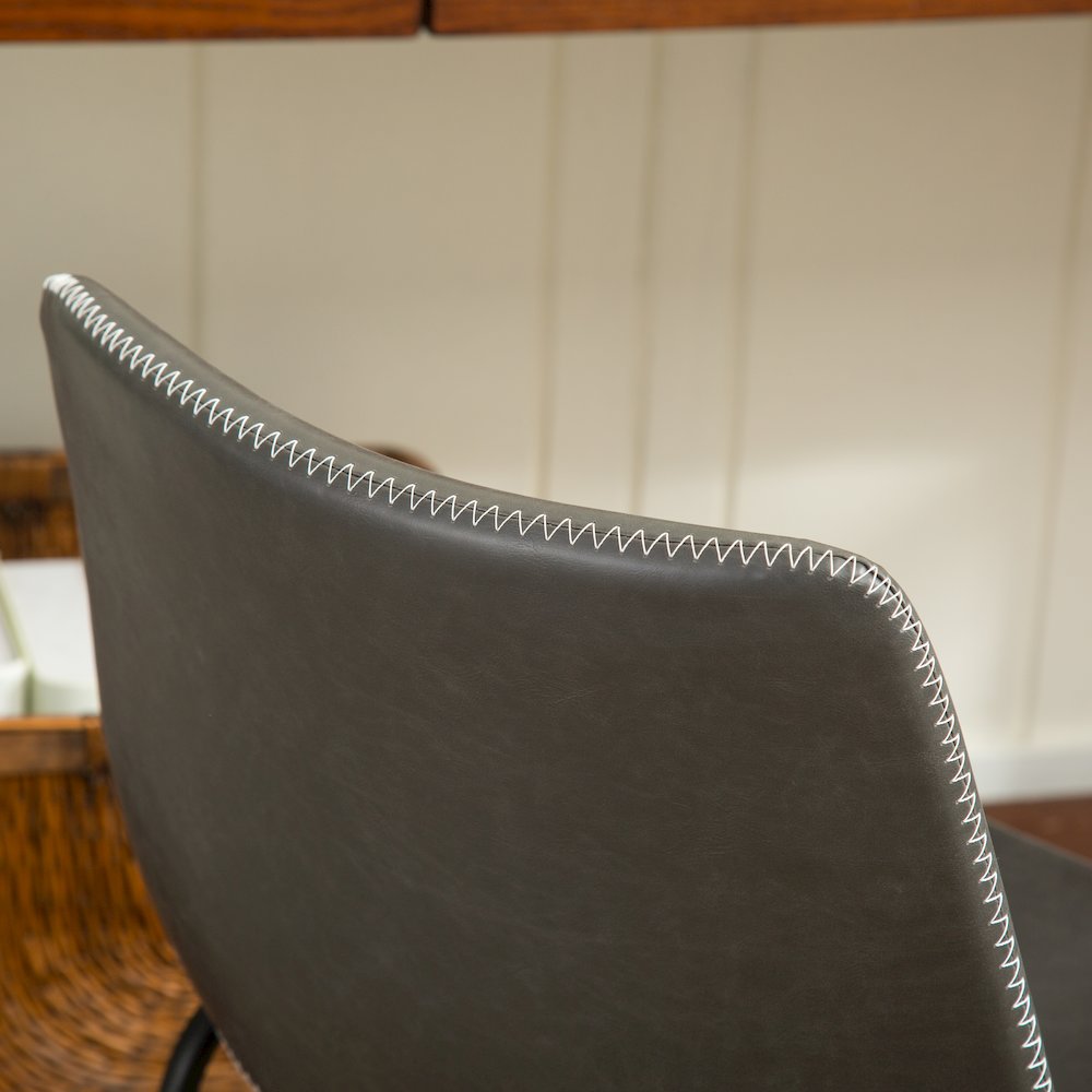 Lotusville Vintage PU Leather Dining Chairs, Antique Gray, Set of 2. Picture 9