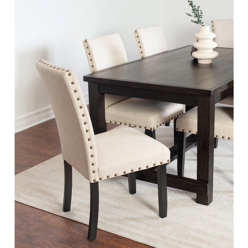 6-Piece Dining Set, Dining Table with 4 Stylish Chairs and a Bench, Tan. Picture 3