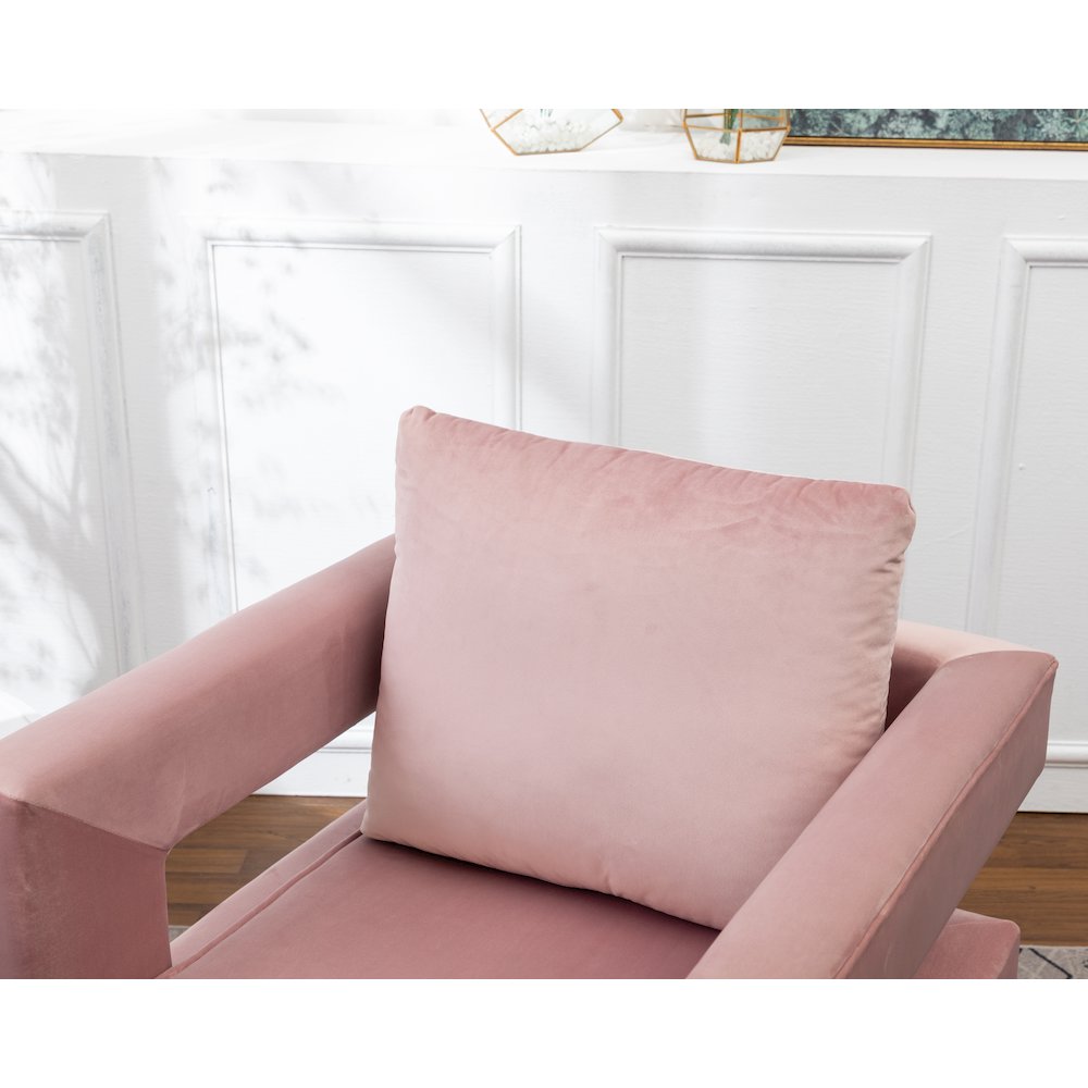 Lenola Contemporary Upholstered Accent Arm Chair, Pink. Picture 11