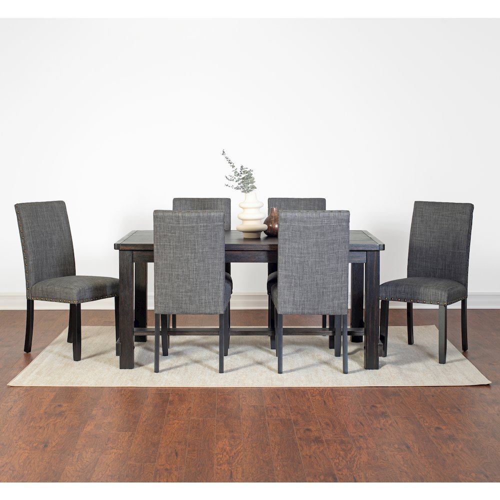 Muzzi Contemporary 7-Piece Dining Set, Dining Table with 6 Stylish Chairs, Gray. Picture 2