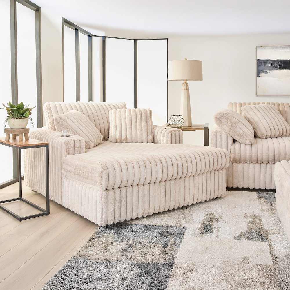 Belvoir 2-Piece Living Room Set, Sofa and Cuddle Chaise, Beige Champagne. Picture 3