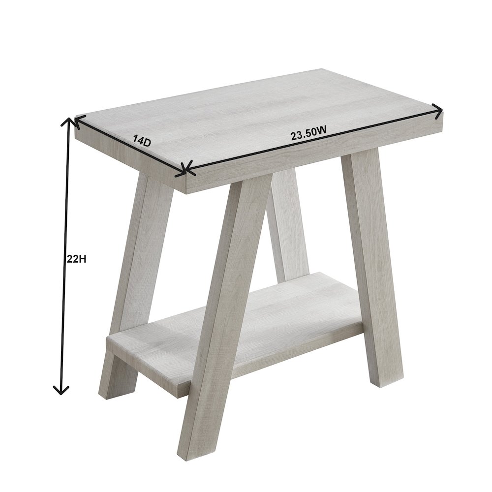 Ethens Contemporary Wood Shelf Side Table in White Finish. Picture 4