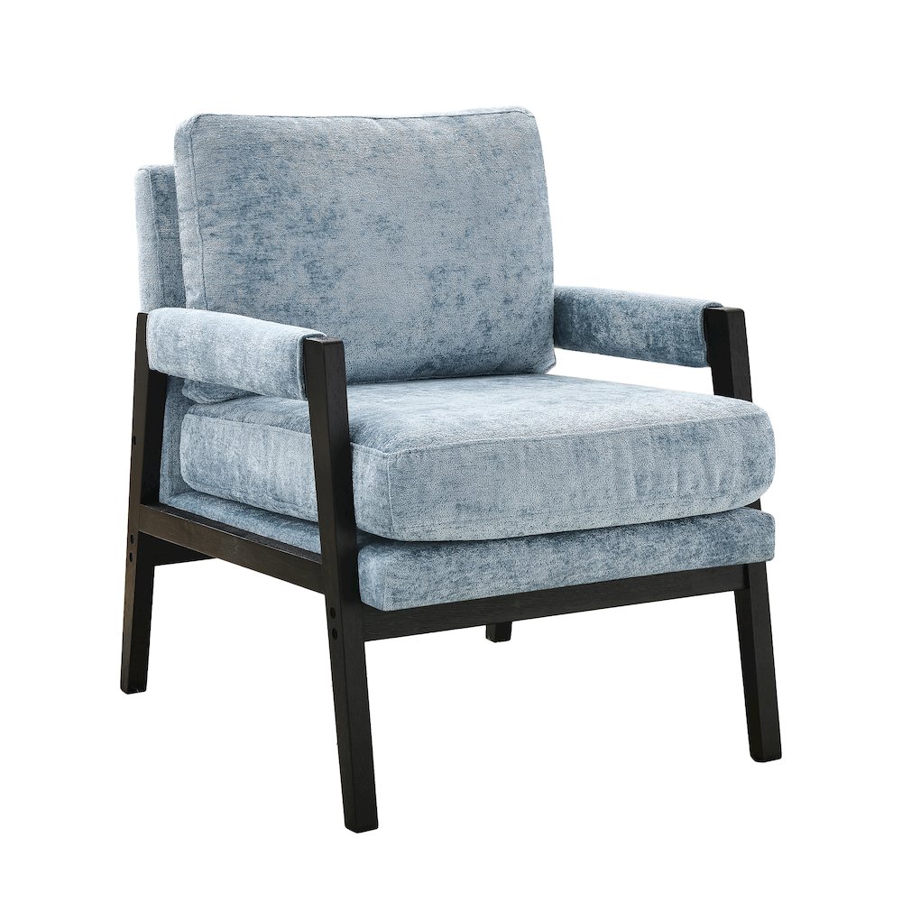 Kelly Mid-Century Modern Chenille Upholstered Accent Armchair, Blue. Picture 1