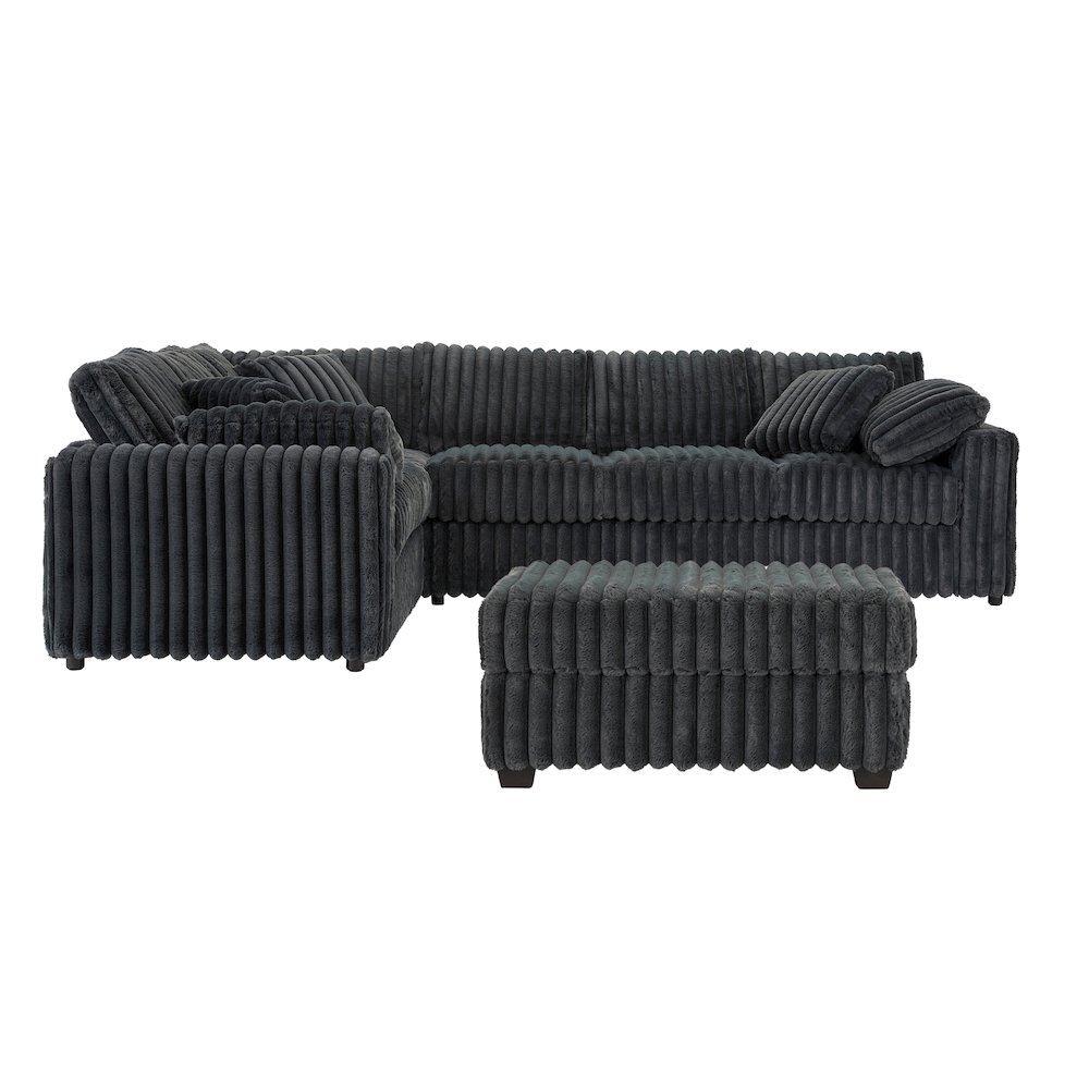 Belvoir 3-Piece Living Room Set, Sofa Cuddle Chaise and Ottoman, Charcoal. Picture 1