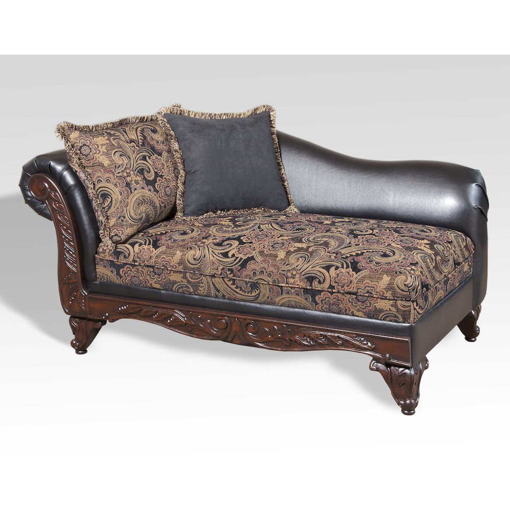 San Marino 2-Tone Chocolate Microfiber Chaise, Made in USA. Picture 2
