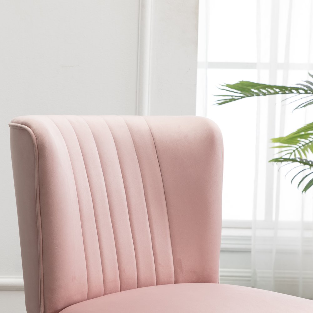 Elon Contemporary Velvet Upholstered Accent Chair, Pink. Picture 7