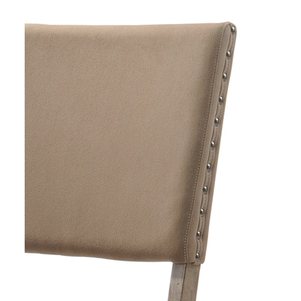 Birmingham Script Printed Driftwood Finish Dining Chair with Nail head, Set of 2. Picture 4