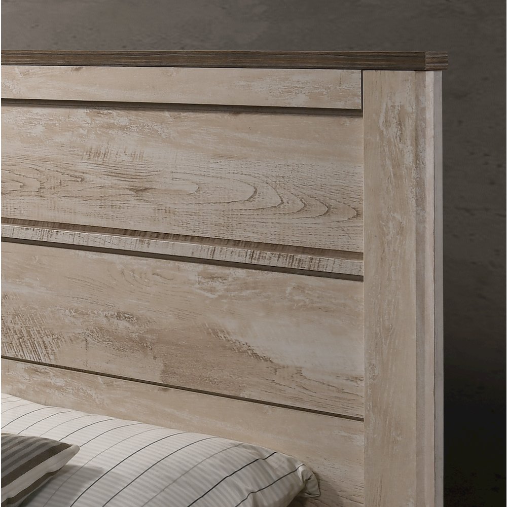 Imerland Contemporary White Wash Finish Panel Queen Bed. Picture 4
