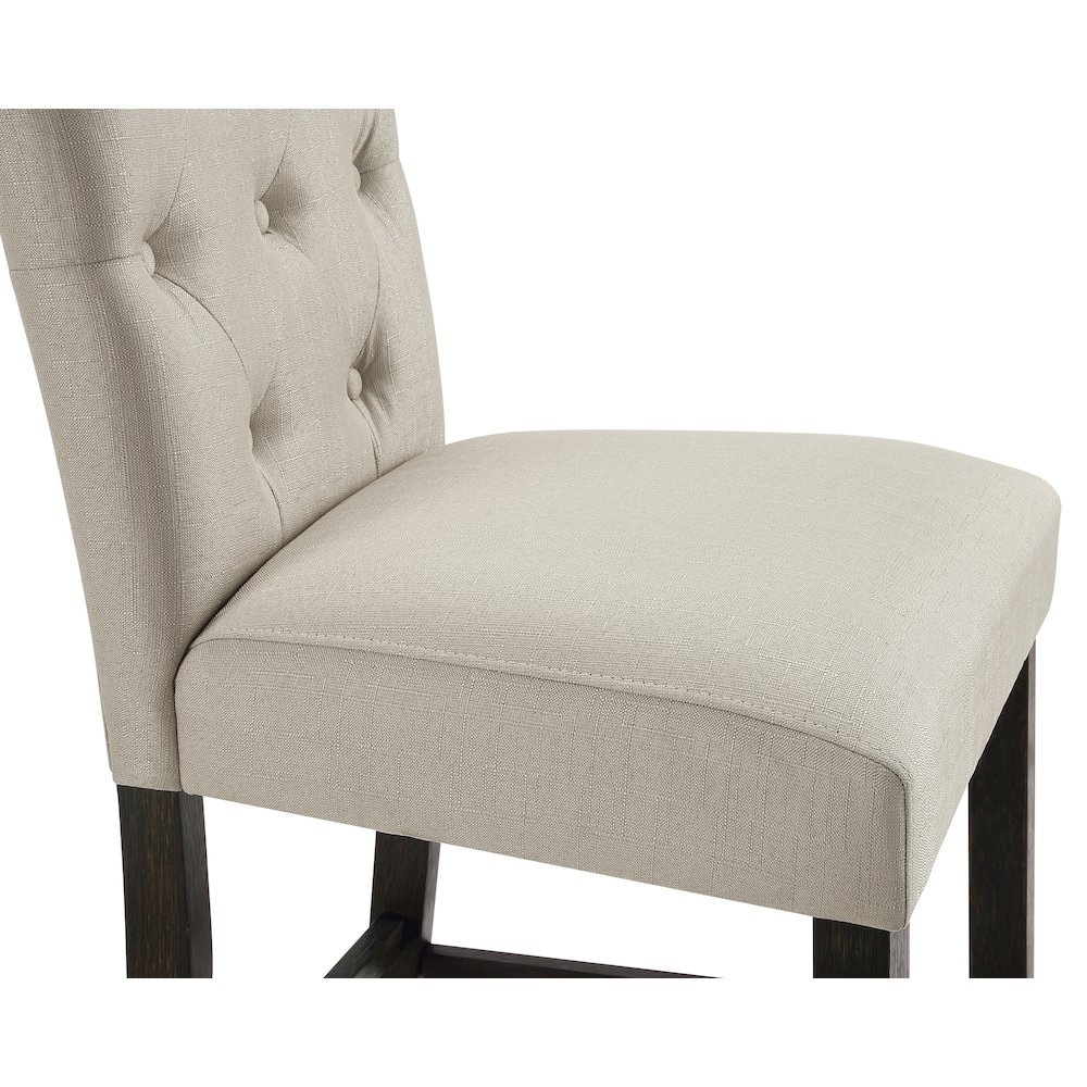 Leviton Solid Wood Tufted Asons Counter Height Stool, Set of 2, Tan. Picture 3