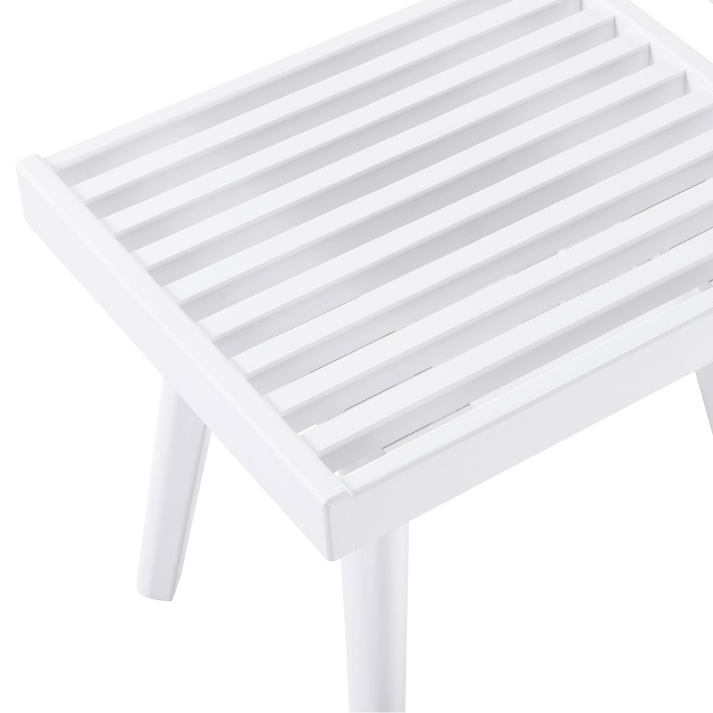 Larwich Solid Wood Slatted Bench, 19 Wide, White. Picture 5