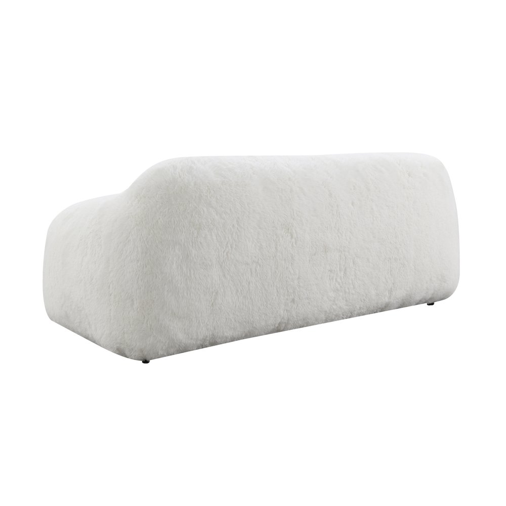 Adell Polar Bear Faux Fur Upholstered Sofa, Ivory White. Picture 4