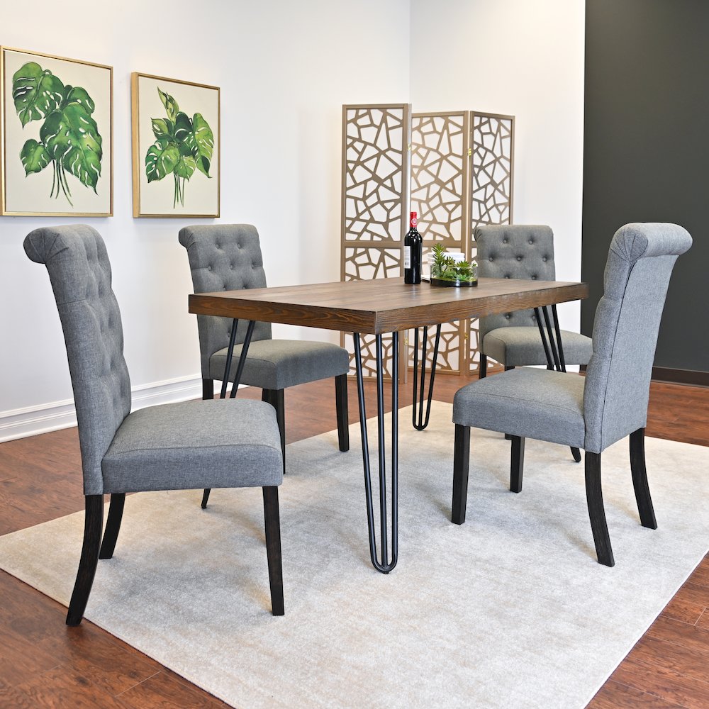 Ashford 5-Pc Dining Set, Hairpin Dining Table with 4 Chairs, Gray. Picture 4