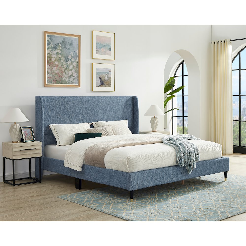 Rozitta Upholstered Wingback Platform Bed, Queen. Picture 4