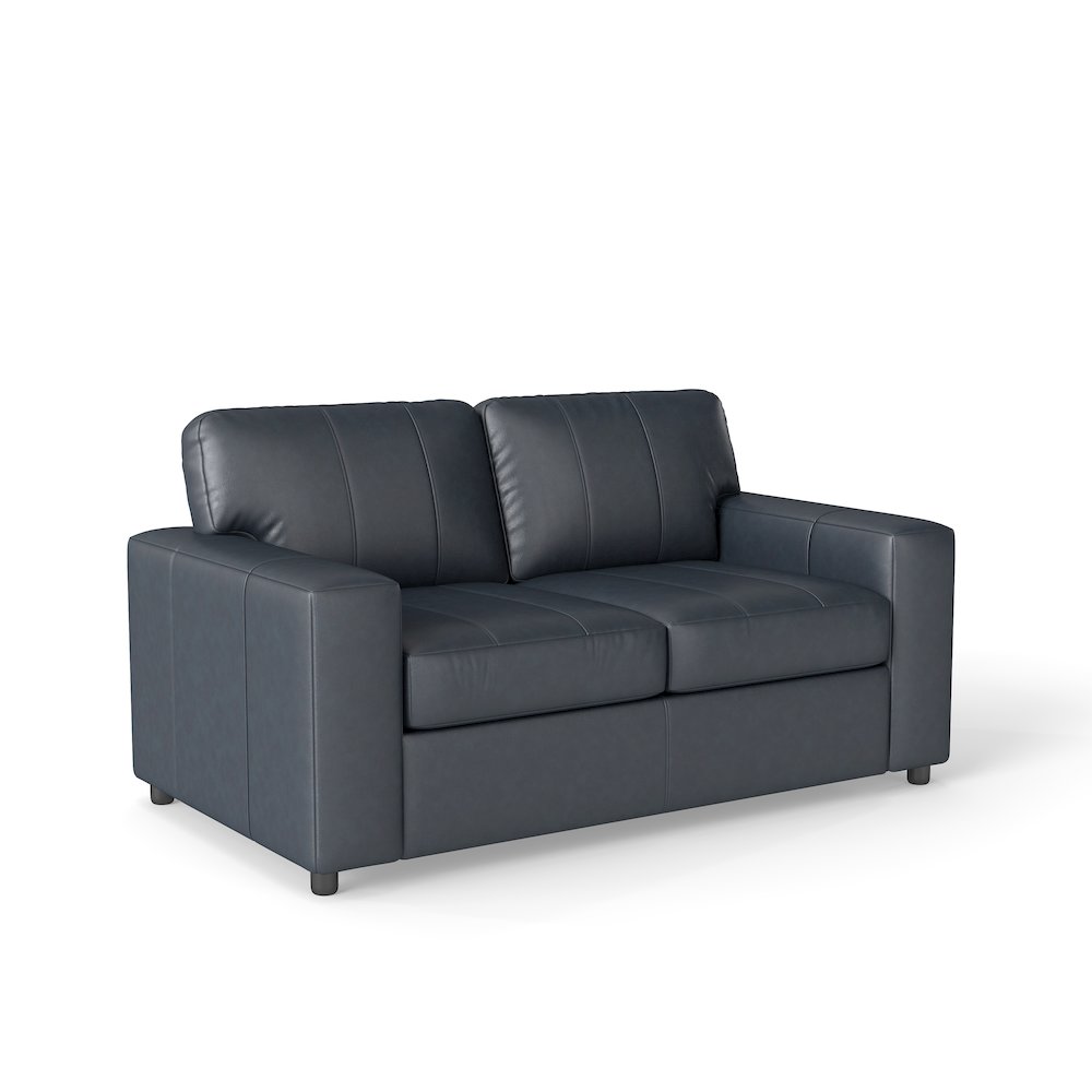 Sakan Leather Upholstered Loveseat, Blue. Picture 1