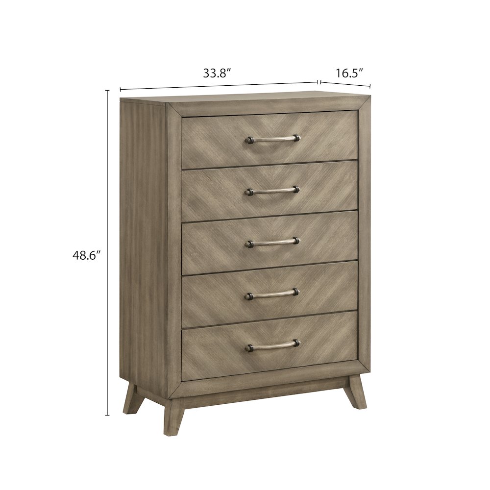 Arena Contemporary 5-Drawer Chest in Weathered Sand. Picture 6