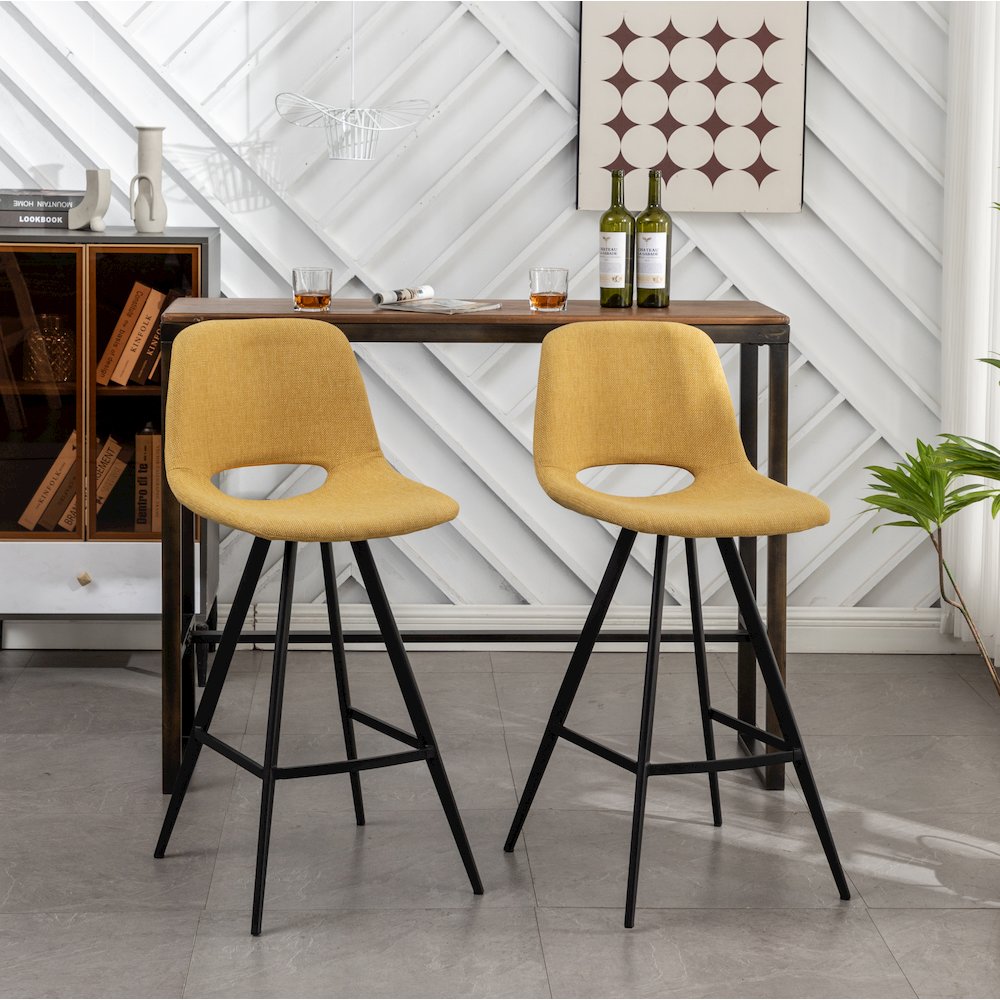 Porth Fabric Kitchen 28.25" Barstools, Set of 2, Yellow. Picture 5