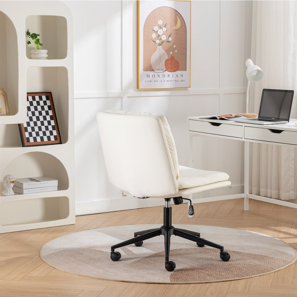 Bizerte Adjustable Swivel Criss Cross, Wide Seat Office or Vanity Chair, White. Picture 5