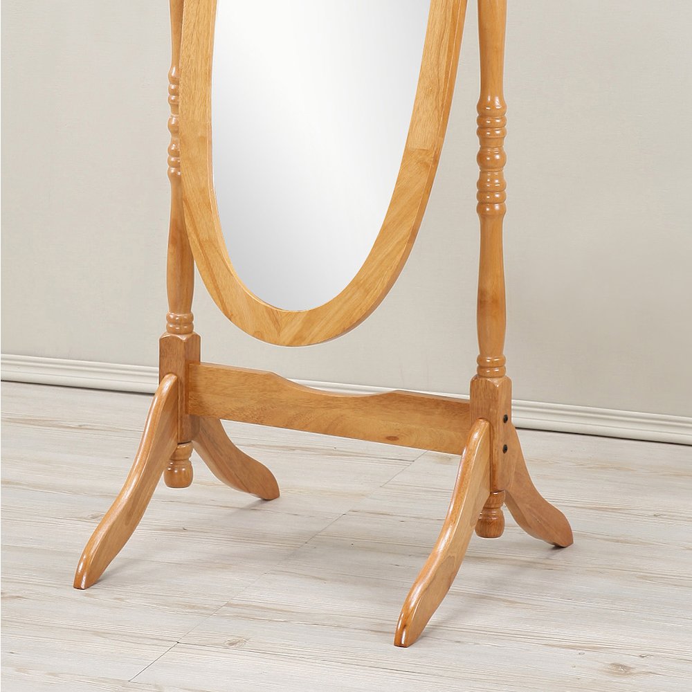 Audi Traditional Queen Anna Style Wood Floor Cheval Mirror, Oak Finish. Picture 3