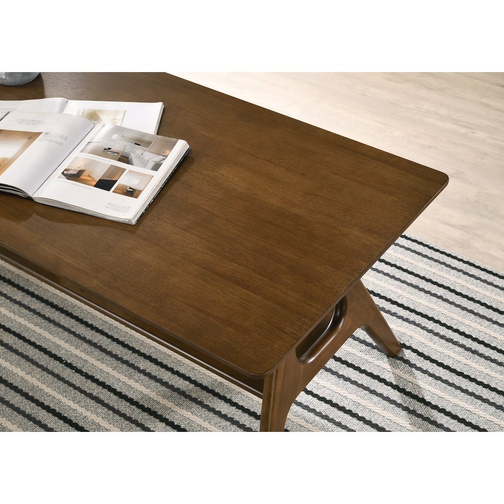 Arona Mid-Century Modern Wood Coffee Table with Shelf. Picture 4