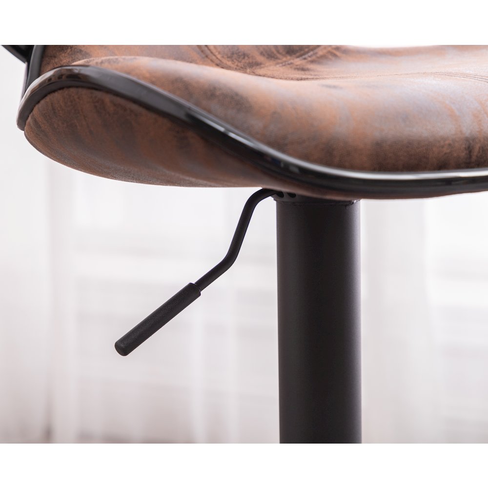 Masaccio Weathered Brown Adjustable Swivel Barstool Chrome Base, Set of 2. Picture 10