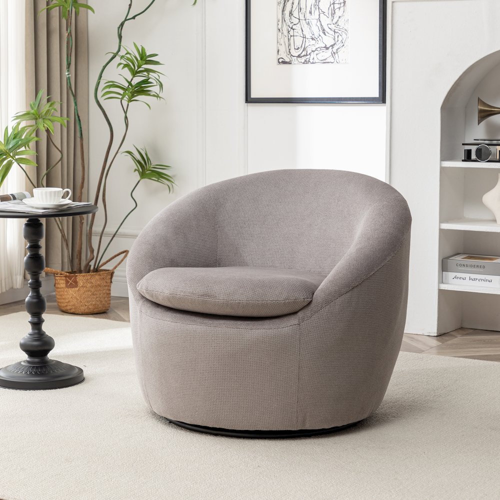 Winnie Modern Barrel Chair, 360° Swivel. Picture 1