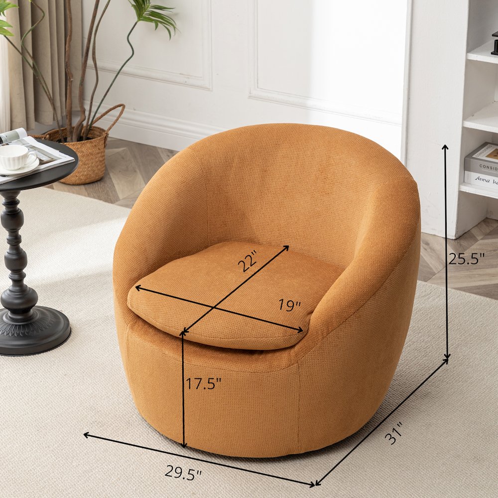 Winnie Modern Barrel Chair, 360° Swivel. Picture 15