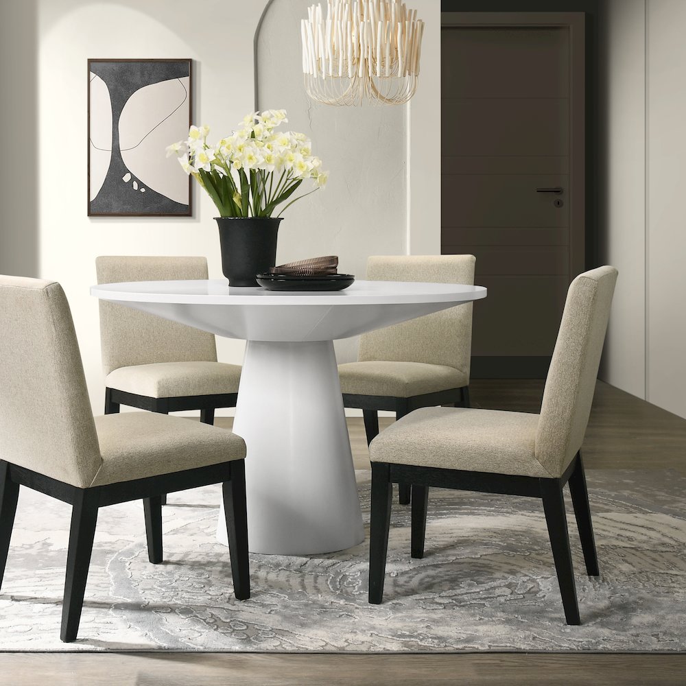 Rocco 5-Pc 48'' Pedestal Dining Set, Round Pedestal Table with 4 Chairs. Picture 4